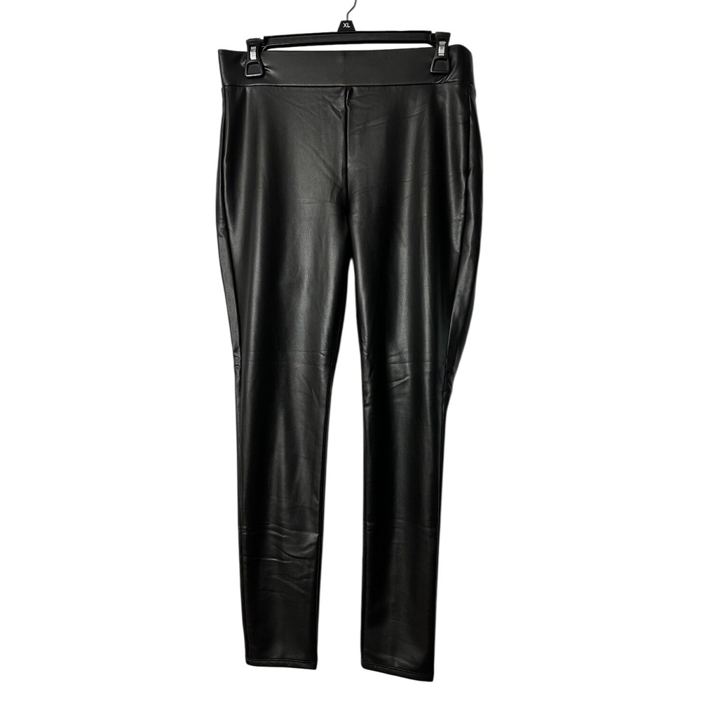 NWT Ann Taylor LOFT Womens Black Faux Leather Stretch Pull On Pants Size Small